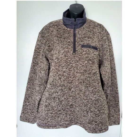 Eddie Bauer Gray 1/4 Zip Pullover Mock Neck Sweater Fleece Lined Size L Layer - Picture 5 of 12